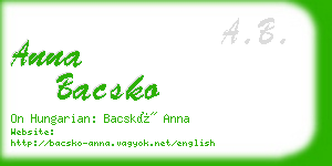 anna bacsko business card